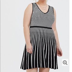 Torrid black & white stripe V neck sweater dress